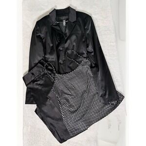 Apostrophe 3 Piece Satin Pants Suit Small 4 Black Business Wedding Party
